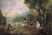 Jean antoine Watteau The base Shirra island goes on a pilgrimage oil on canvas